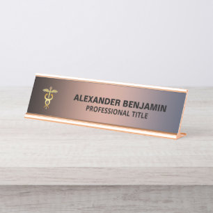 Modem Name Logo Gold Elegant Professional Custom Desk Name Plate