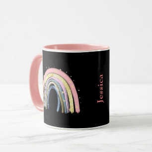 Modem Trendy Pastel Rainbow Customisable Name Mug