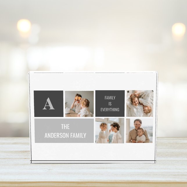 Moden 3Collage Photo & Grey Best Family Gift Block (Creator Uploaded)