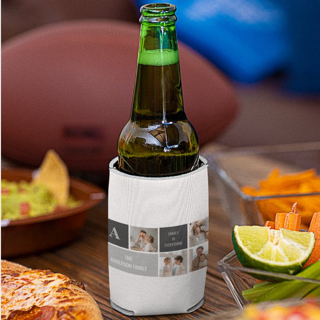 Moden 3Collage Photo & Grey Best Family Gift Can Cooler (Creator Uploaded)