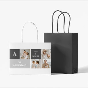 Moden 3Collage Photo & Grey Best Family Gift Large Gift Bag