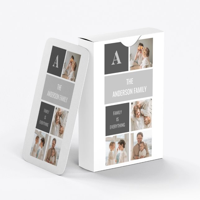 Moden 3Collage Photo & Grey Best Family Gift Playing Cards (Creator Uploaded)