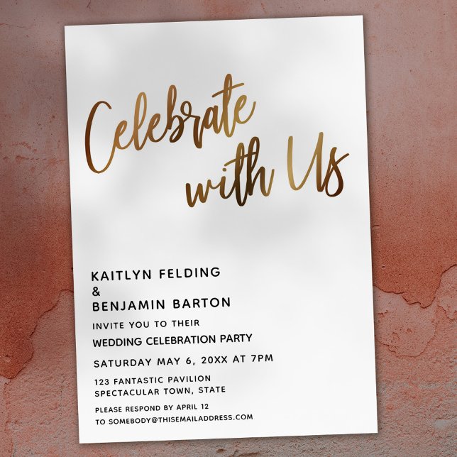 Moden Celebrate With Us Gold Wedding Reception Invitation (Creator Uploaded)