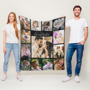 Moden Family PHOTO Collage 13 Picture and Personal Fleece Blanket