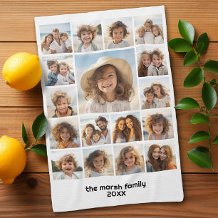 Moden, Minimal Photo Grid with 17 Photos Tea Towel