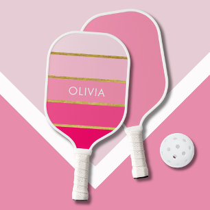 Moden pink gold personalised pickleball paddle