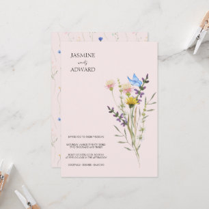 Moden Simple Wildflower Floral Wedding Invitation