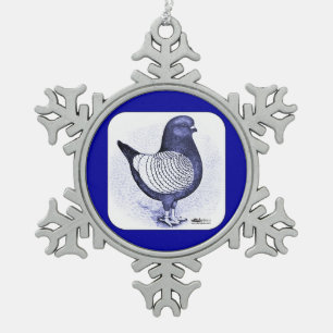 Modena Argent Pigeon Snowflake Pewter Christmas Ornament
