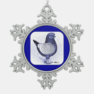 Modena Argent Pigeon Snowflake Pewter Christmas Ornament