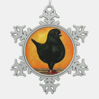 Modena Black Schietti Pigeon Snowflake Pewter Christmas Ornament
