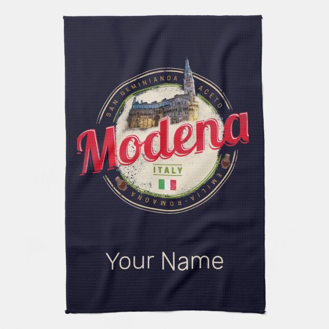 Modena Emilia-Romagna Balsamic Italy Souvenir Tea Towel (Vertical)