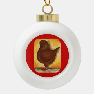 Modena Red Schietti Pigeon Ceramic Ball Christmas Ornament
