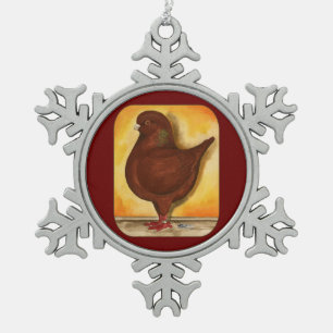 Modena Red Schietti Pigeon Snowflake Pewter Christmas Ornament