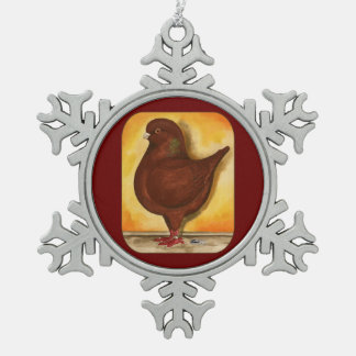 Modena Red Schietti Pigeon Snowflake Pewter Christmas Ornament