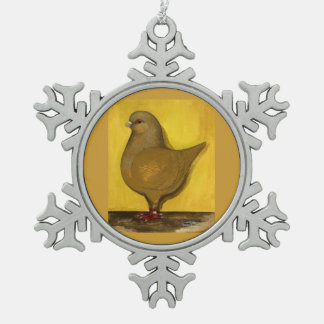 Modena Yellow Schietti Pigeon Snowflake Pewter Christmas Ornament
