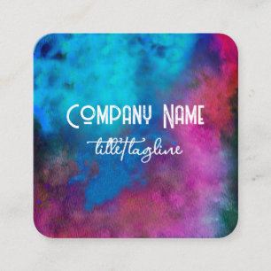 modenr  turquoise and magenta watercolor artistic  square business card