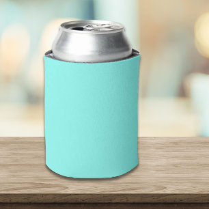 moder chic minimalist monogram turquoise aqua blue can cooler