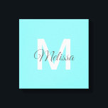 moder chic minimalist monogram turquoise aqua blue canvas print<br><div class="desc">modern chic minimalist abstract turquoise aqua blue home accessories. turquoise monogrammed nursery decorations.</div>