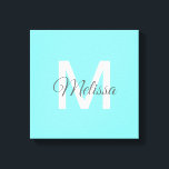 moder chic minimalist monogram turquoise aqua blue canvas print<br><div class="desc">modern chic minimalist abstract turquoise aqua blue home accessories. turquoise monogrammed nursery decorations.</div>