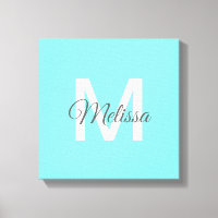 moder chic minimalist monogram turquoise aqua blue