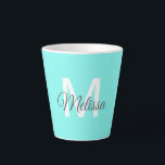 moder chic minimalist monogram turquoise aqua blue latte mug<br><div class="desc">modern chic minimalist abstract turquoise aqua blue home accessories. turquoise monogrammed nursery decorations.</div>