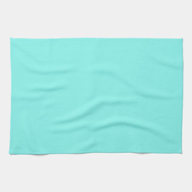 moder chic minimalist monogram turquoise aqua blue tea towel (Horizontal)