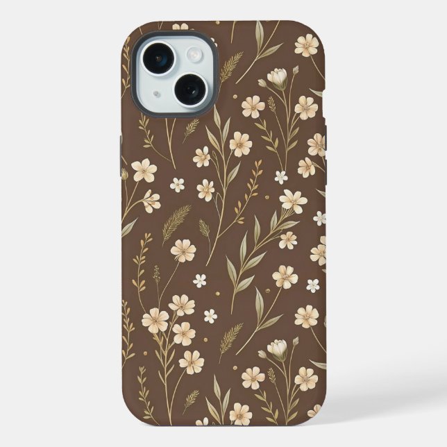 Moder Pattern Wilflowers Brown Background iPhone Case (Back)