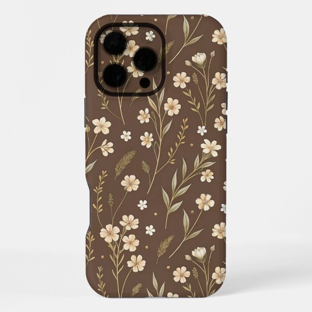 Moder Pattern Wilflowers Brown Background iPhone Case (Back)