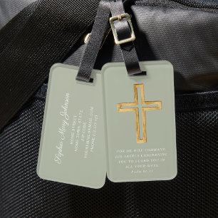 Moder Sage Green Cross Luggage Tag