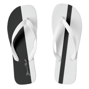 Moderate Black and White Stylised Vertical Bands Jandals