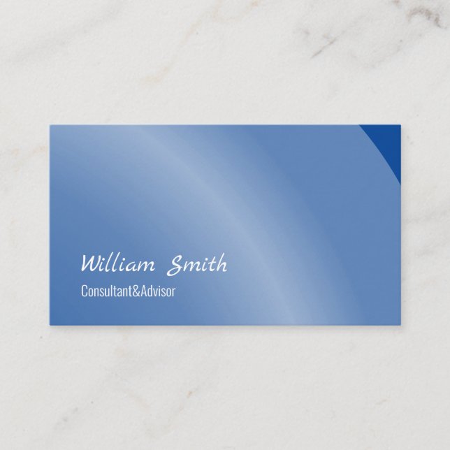 Moderate Blue Modern Neat Shaded Business Card (Front)