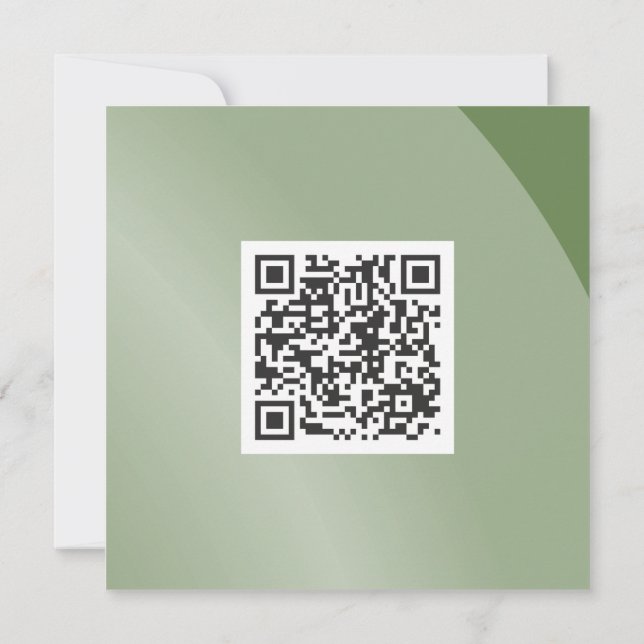 Moderate Green Monochrome Modern Shaded Qr Code Card (Back)