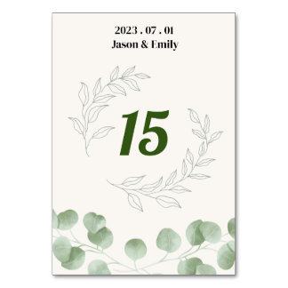 Moderate Green Table Card Number For Wedding