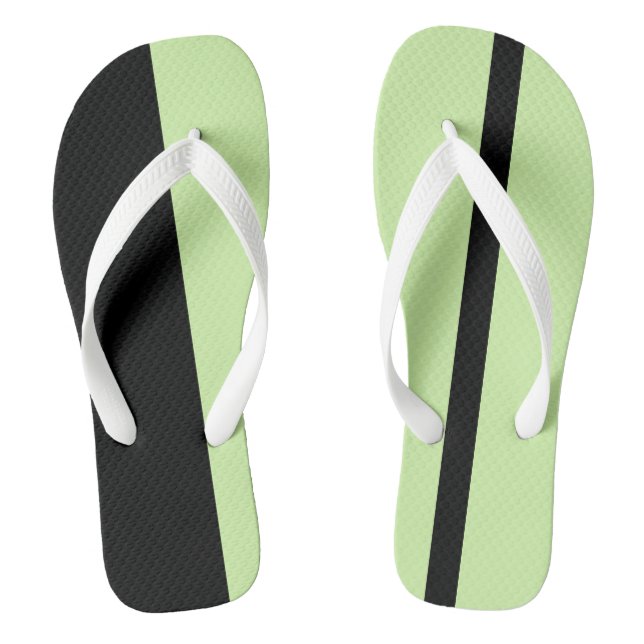 Moderate Light Green Stylised Vertical Bands Flip Jandals (Footbed)