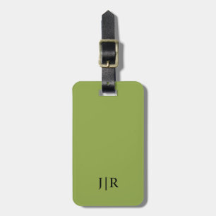 Moderate Lime Green And Black I Modern Monogram Luggage Tag