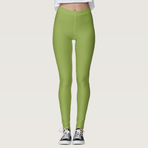 Moderate Lime Green Solid Color Leggings