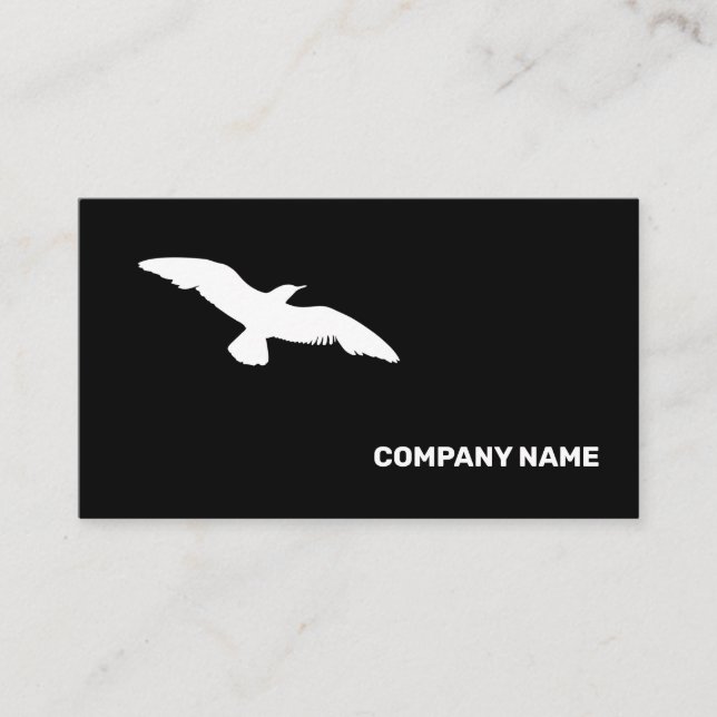 Moderate Monochrome Flat Flying Bird Business Card (Front)