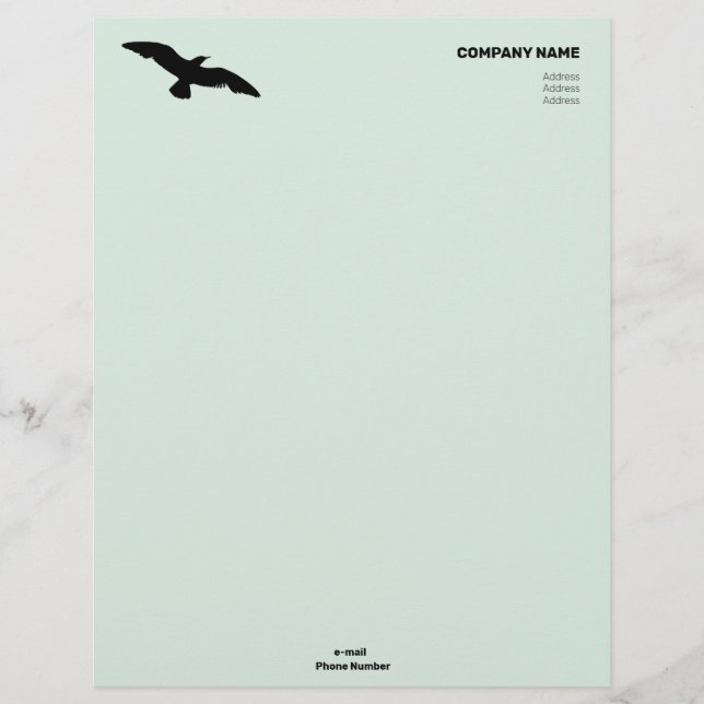 Moderate Monochrome Flat Flying Bird Custom Letterhead (Front)