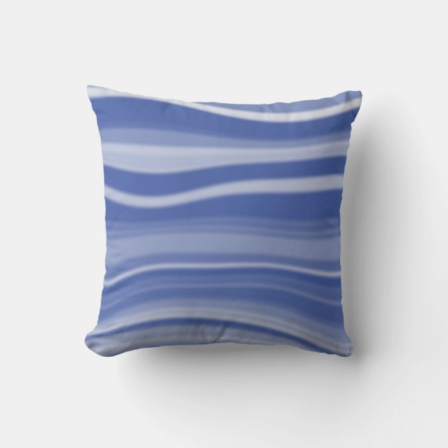Moderate White Contemporary Blurred Waves Cushion (Front)