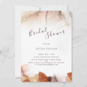 Moderb Orange Ink Minimalist Bridal Shower Invitation