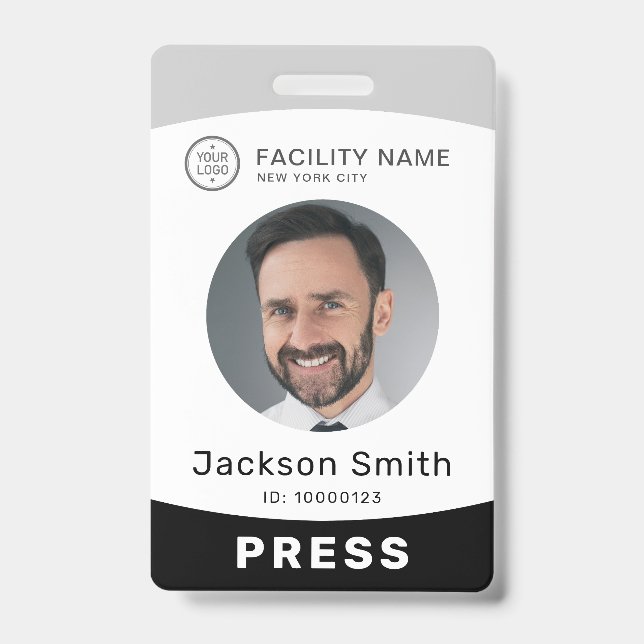 Moderm custom photo and name employee badge ID badge (Front)