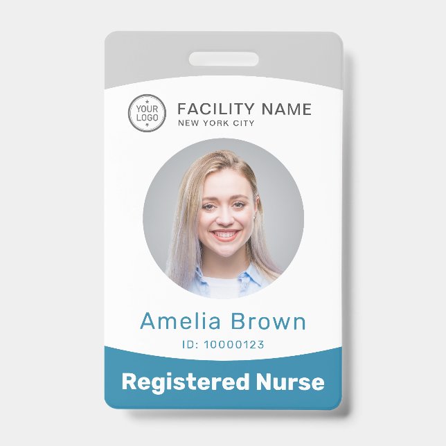Moderm custom photo and name employee badge ID badge (Front)