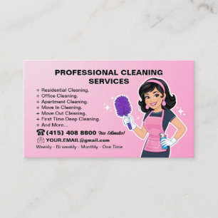 Moderm Maid Janitorial Lady House Cleaning Service Business Card