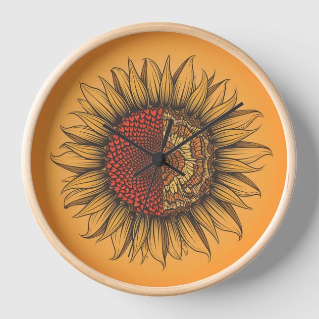 Modern 10" Natural Wood Round Wall Clock (Front)