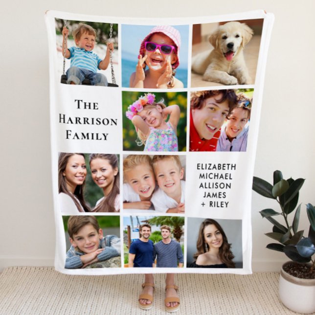 Modern 10 Photo Collage Fleece Blanket (Creator Uploaded)