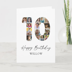 Modern 10th Birthday Photo Collage Card