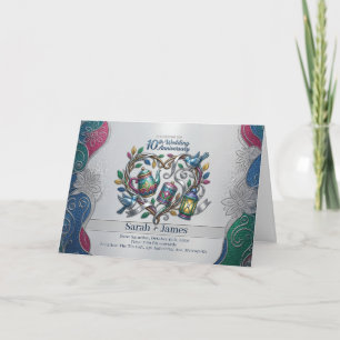 Modern 10th Tin Aluminium Wedding Anniversary Phot Card