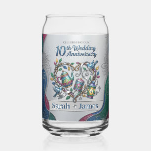 Modern 10th Tin Aluminum Wedding Anniversary Photo Can Glass