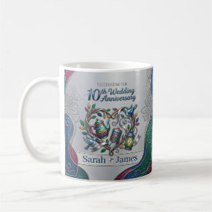 Modern 10th Tin Wedding Anniversary Photo keepsake Coffee Mug