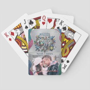 Modern 10th Tin Wedding Anniversary Photo keepsake Playing Cards